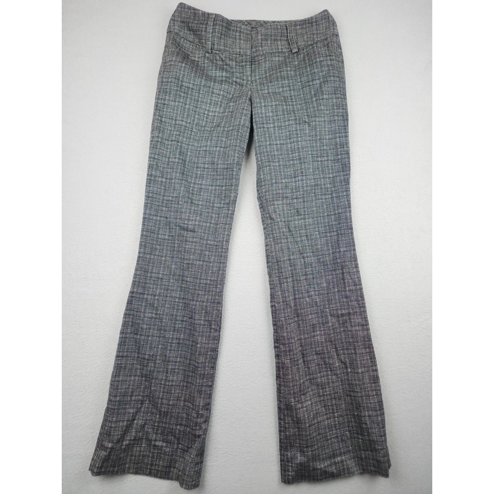 Express Design Studio Editor Dress Pants Womens 2 Gray Check Tweed Stretch Work